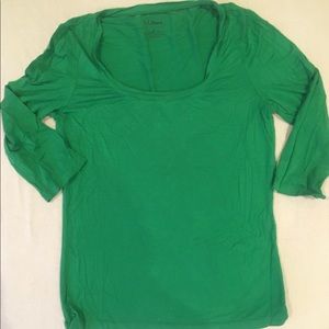 LL Bean green three quarter sleeve shirt size S